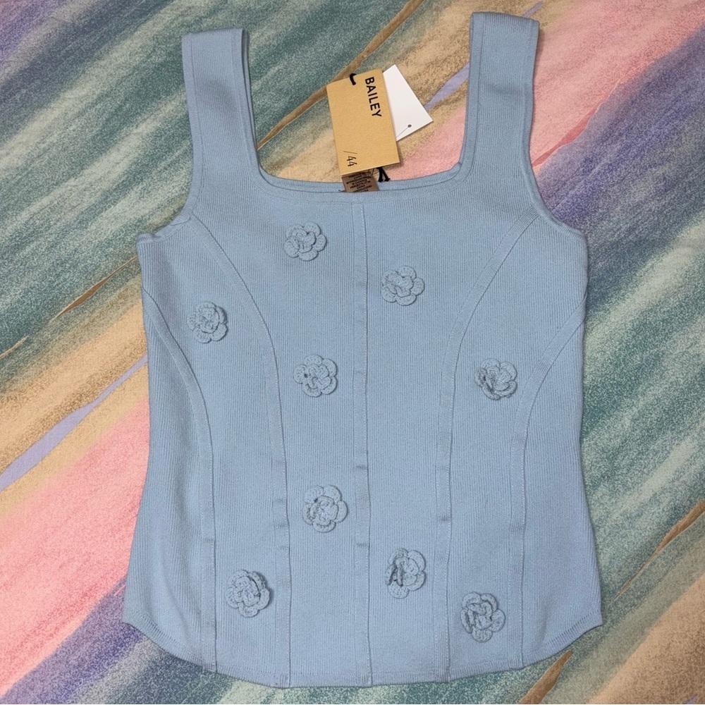 NWT Bailey/44 blue floral tank top size S